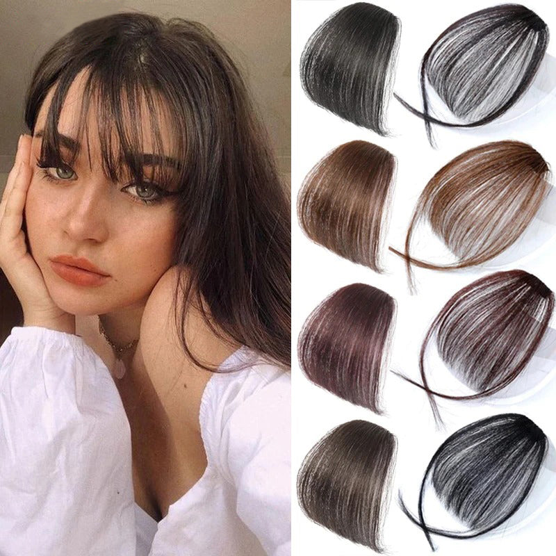 Women's Clip-In Bangs Wig Extension Light Brown High-Temperature Fiber