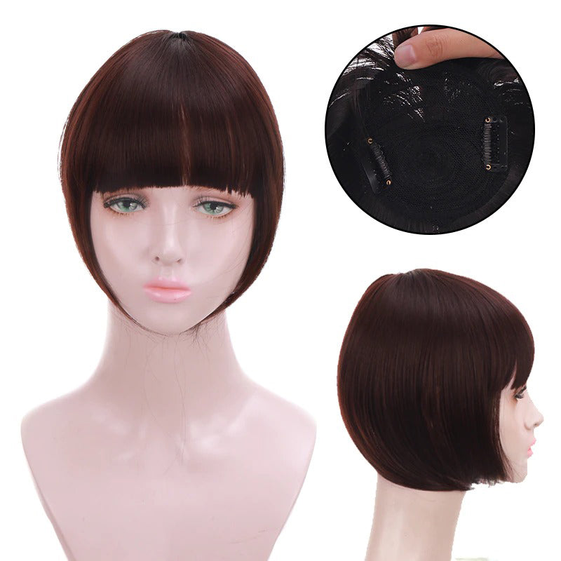 Women's Clip-In Bangs Wig Extension Light Brown High-Temperature Fiber