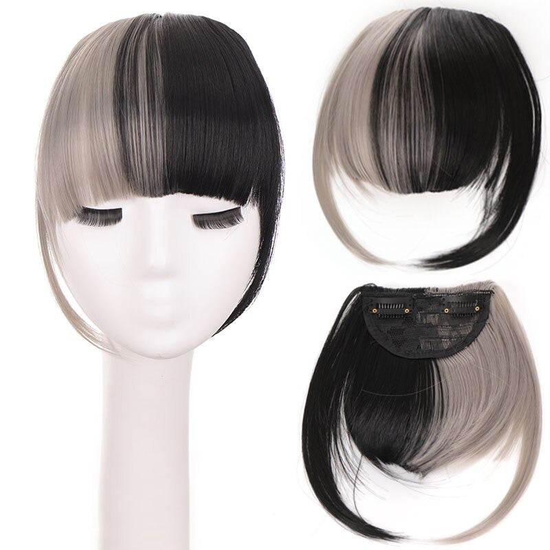 Women's Clip-In Bangs Wig Extension Light Brown High-Temperature Fiber