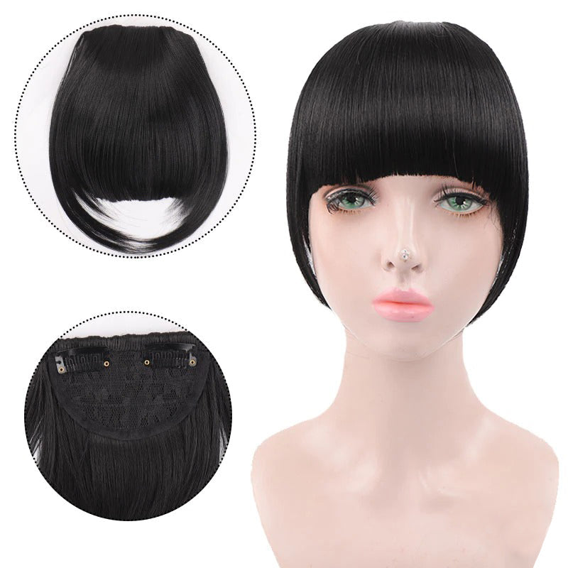 Women's Clip-In Bangs Wig Extension Light Brown High-Temperature Fiber