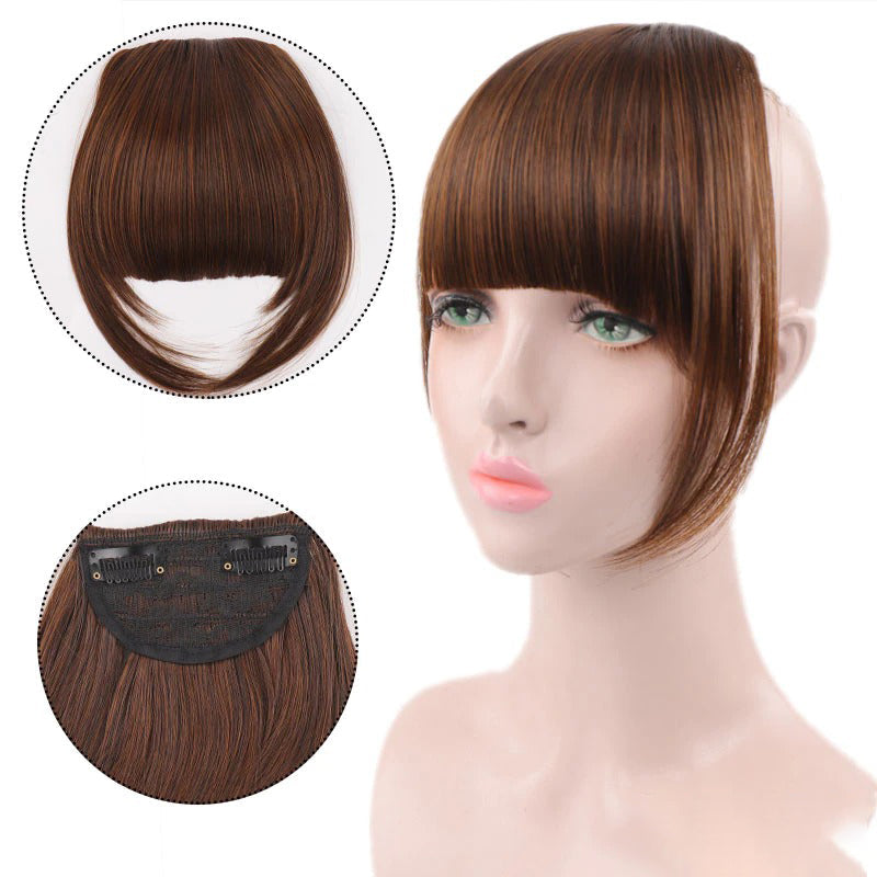 Women's Clip-In Bangs Wig Extension Light Brown High-Temperature Fiber