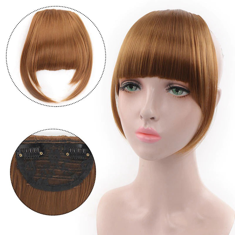 Women's Clip-In Bangs Wig Extension Light Brown High-Temperature Fiber