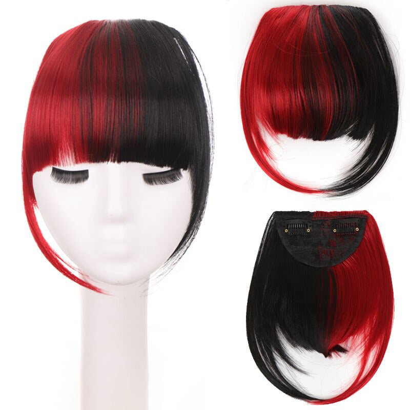 Women's Clip-In Bangs Wig Extension Light Brown High-Temperature Fiber