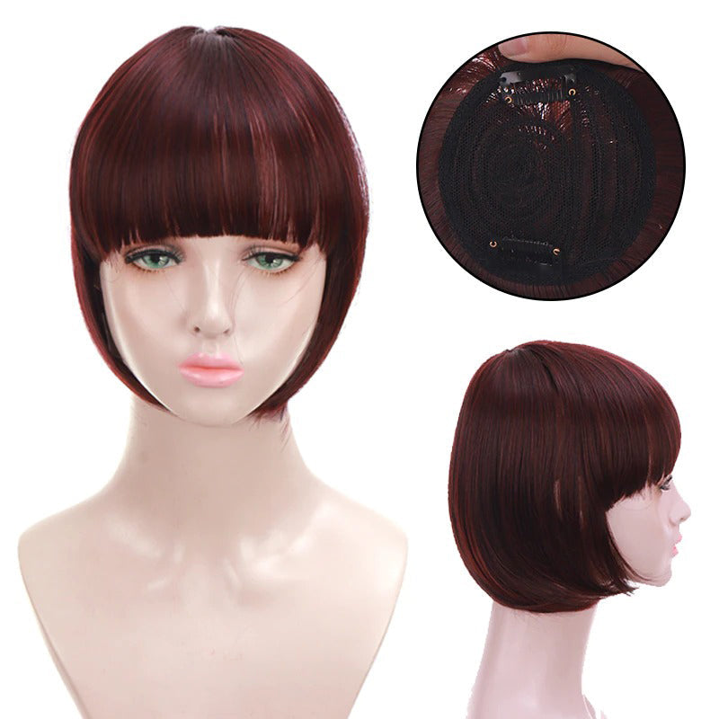 Women's Clip-In Bangs Wig Extension Light Brown High-Temperature Fiber