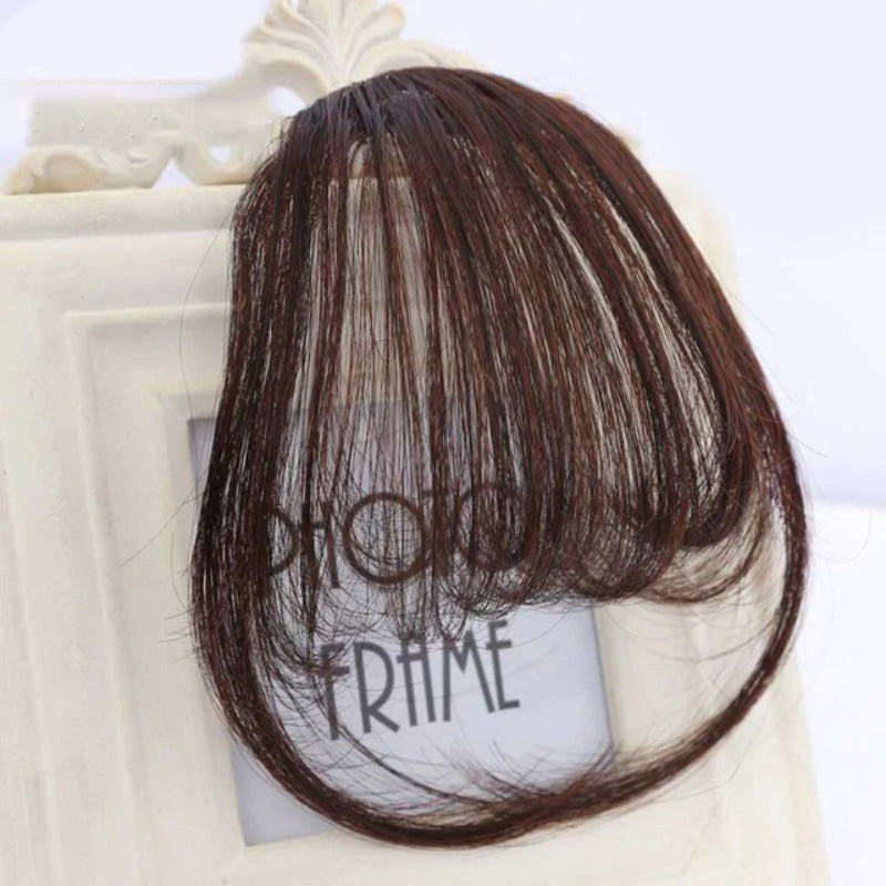 Women's Clip-In Bangs Wig Extension Light Brown High-Temperature Fiber