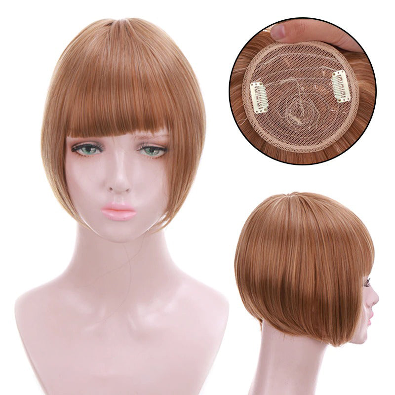 Women's Clip-In Bangs Wig Extension Light Brown High-Temperature Fiber