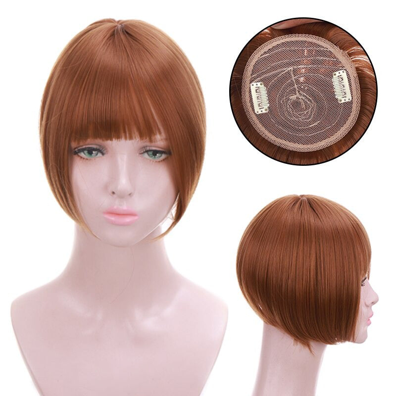 Women's Clip-In Bangs Wig Extension Light Brown High-Temperature Fiber