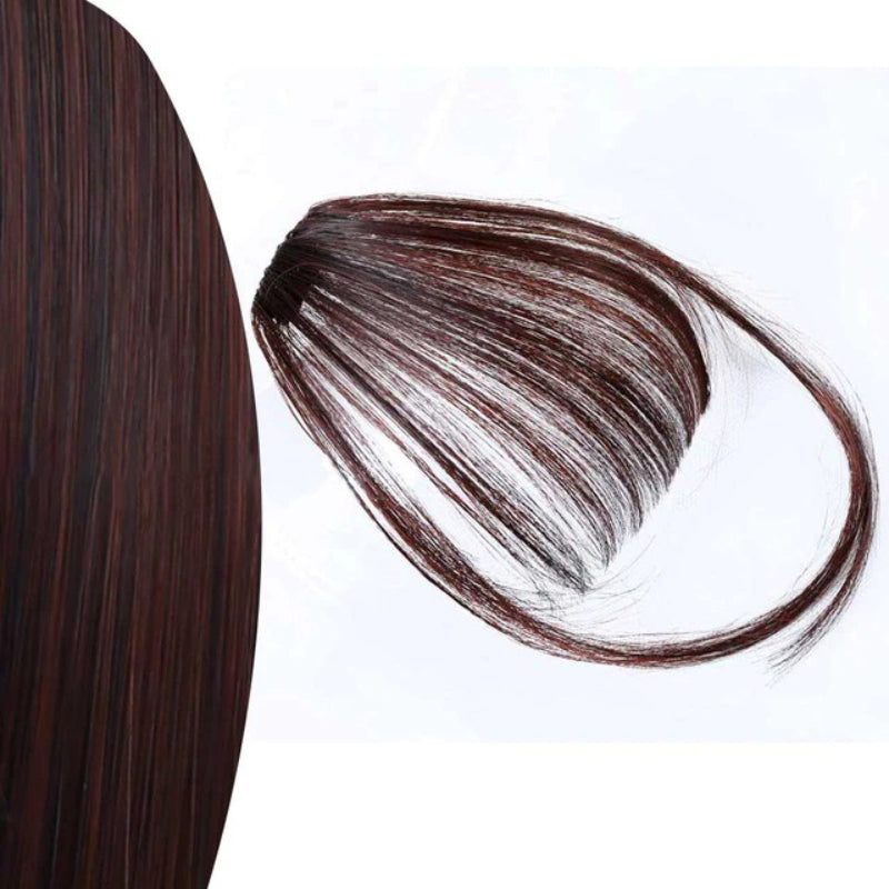 Women's Clip-In Bangs Wig Extension Light Brown High-Temperature Fiber