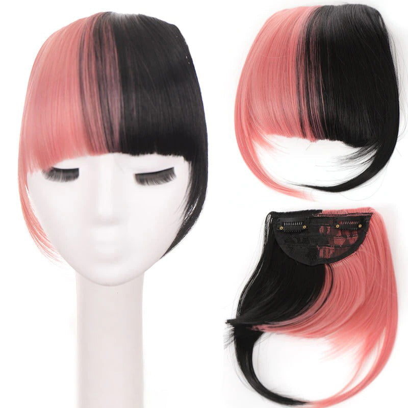 Women's Clip-In Bangs Wig Extension Light Brown High-Temperature Fiber