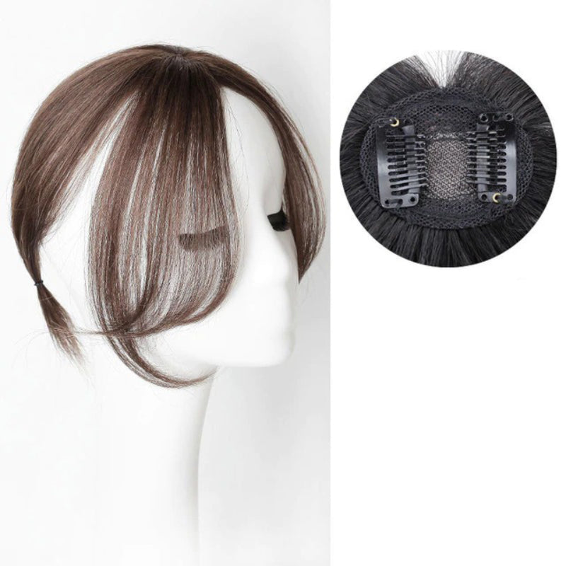 Women's Clip-In Bangs Wig Extension Light Brown High-Temperature Fiber