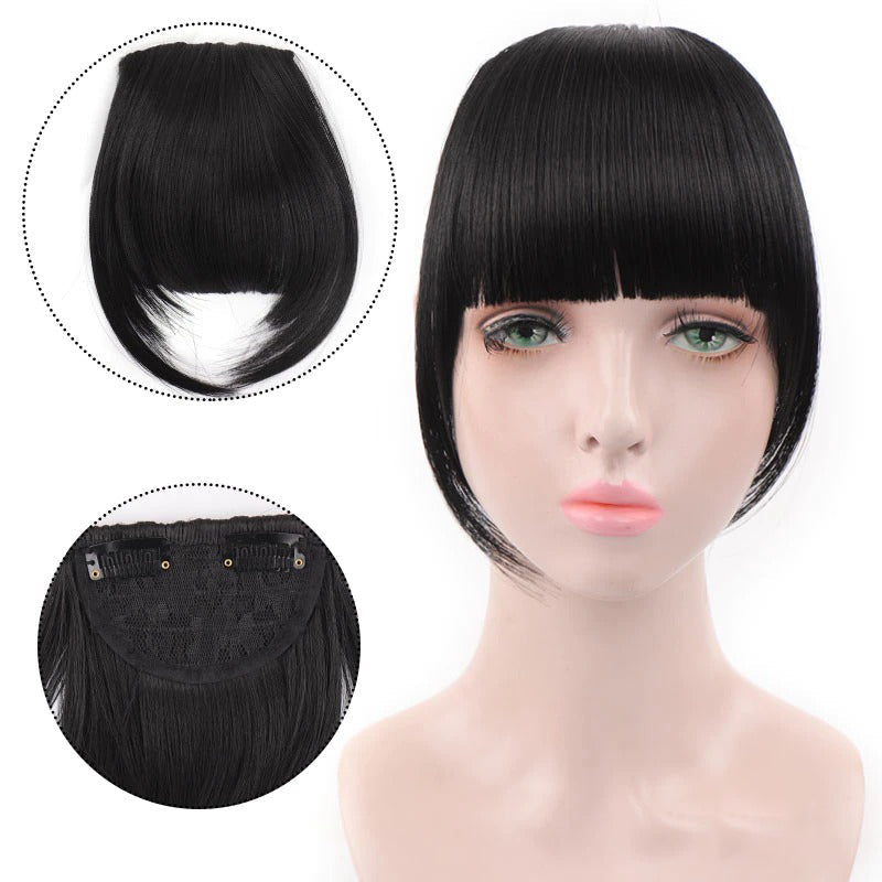 Women's Clip-In Bangs Wig Extension Light Brown High-Temperature Fiber