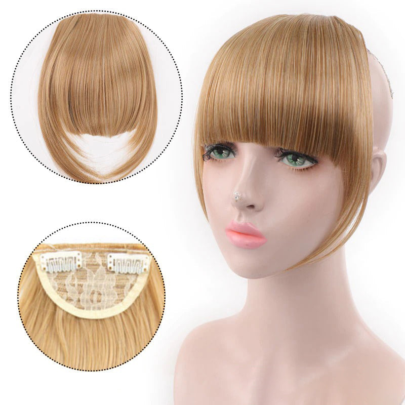 Women's Clip-In Bangs Wig Extension Light Brown High-Temperature Fiber