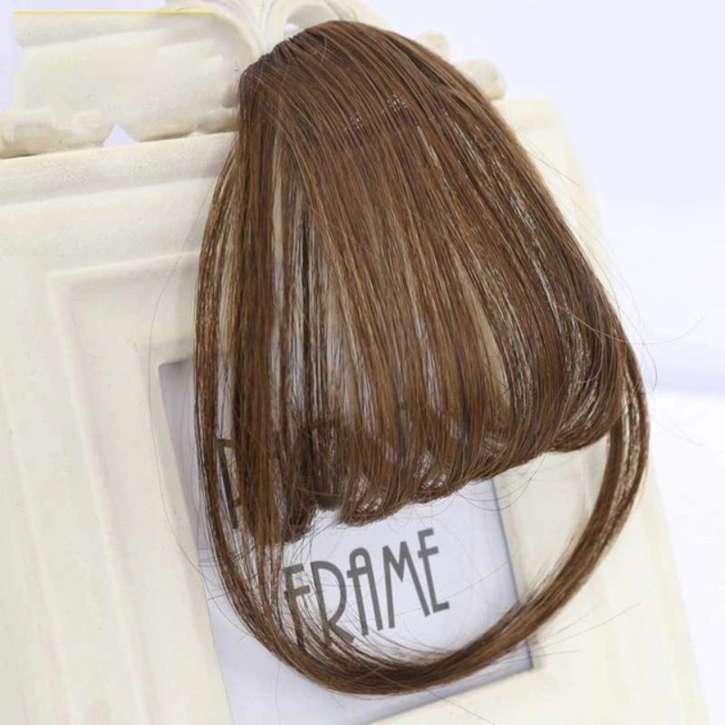 Women's Clip-In Bangs Wig Extension Light Brown High-Temperature Fiber