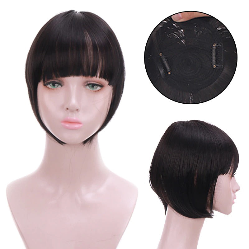 Women's Clip-In Bangs Wig Extension Light Brown High-Temperature Fiber