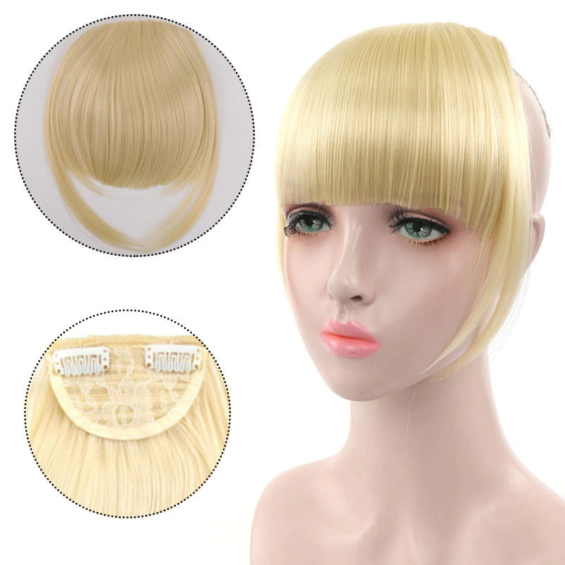 Women's Clip-In Bangs Wig Extension Light Brown High-Temperature Fiber