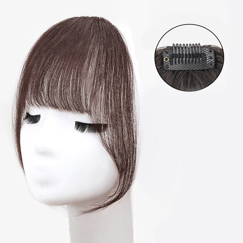 Women's Clip-In Bangs Wig Extension Light Brown High-Temperature Fiber