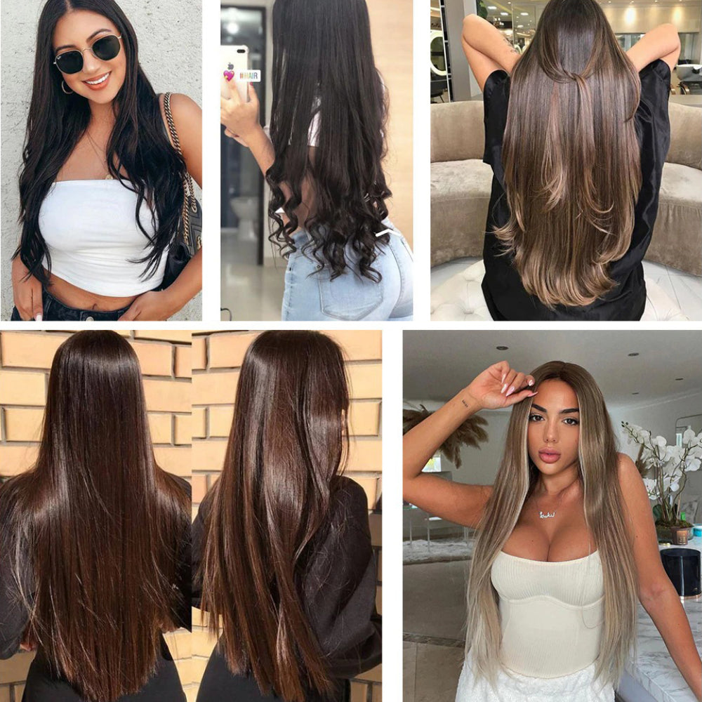 Women's Clip-In Hair Extensions Long Straight Curly High-Temperature Fiber