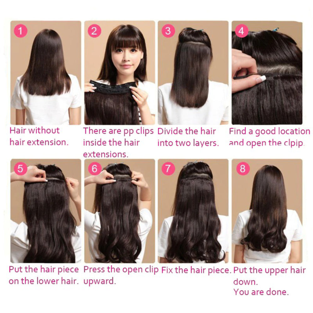 Women's Clip-In Hair Extensions Long Straight Curly High-Temperature Fiber