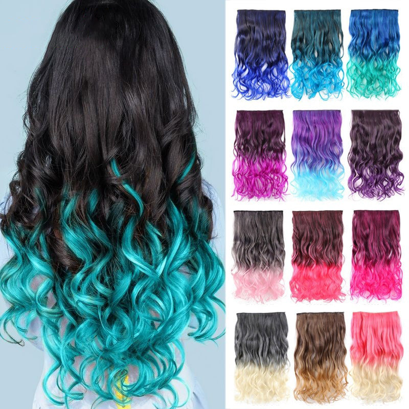 Women's Clip-In Ombre Hair Extensions 22 Inches Curly High-Temperature Fiber