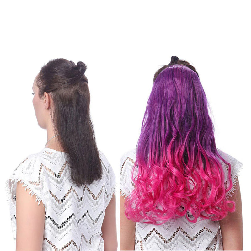 Women's Clip-In Ombre Hair Extensions 22 Inches Curly High-Temperature Fiber