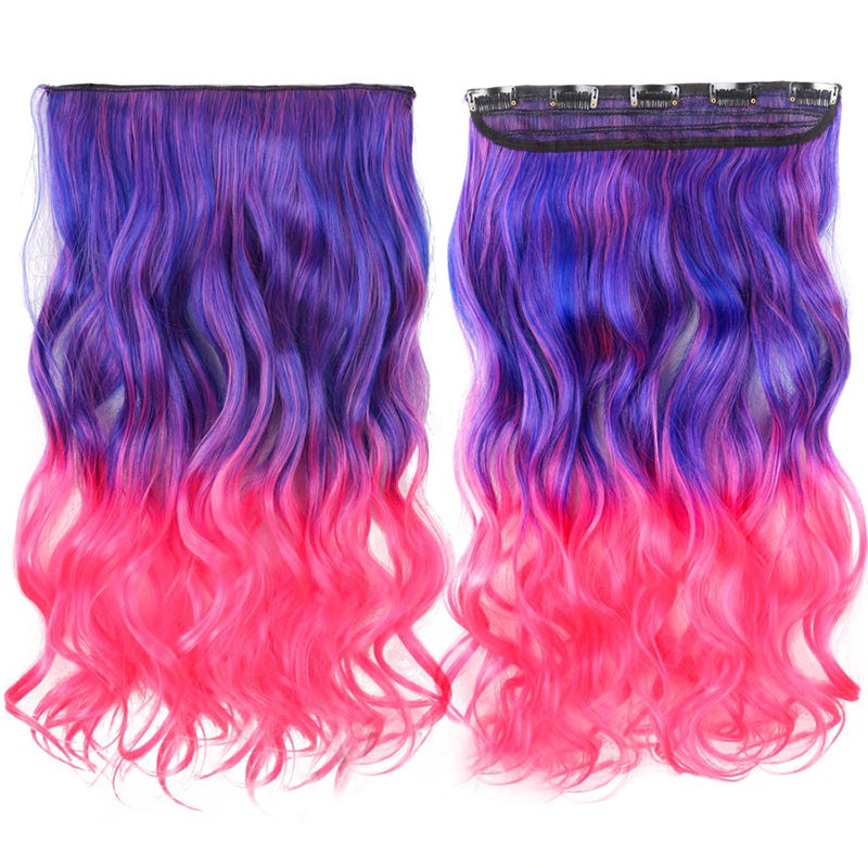 Women's Clip-In Ombre Hair Extensions 22 Inches Curly High-Temperature Fiber