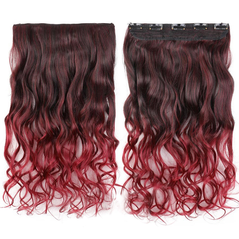 Women's Clip-In Ombre Hair Extensions 22 Inches Curly High-Temperature Fiber