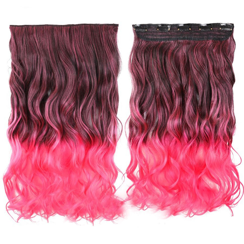 Women's Clip-In Ombre Hair Extensions 22 Inches Curly High-Temperature Fiber