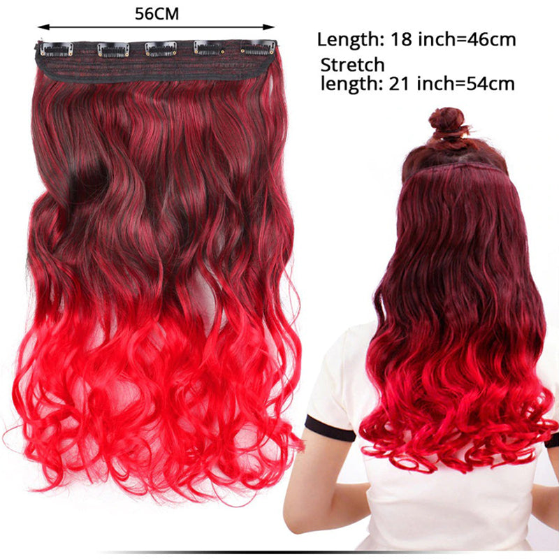 Women's Clip-In Ombre Hair Extensions 22 Inches Curly High-Temperature Fiber