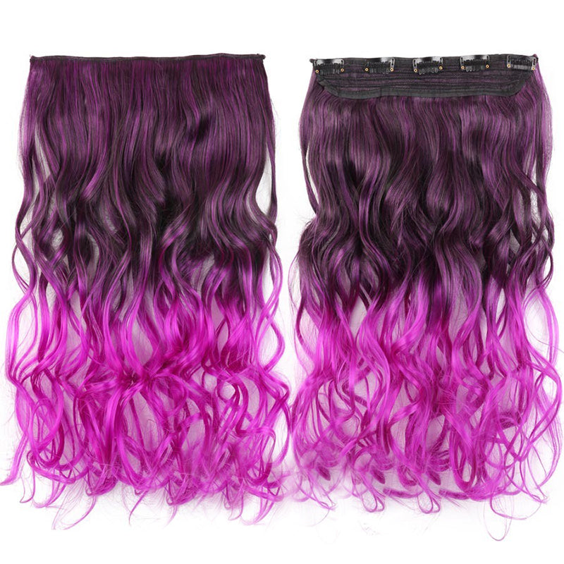 Women's Clip-In Ombre Hair Extensions 22 Inches Curly High-Temperature Fiber