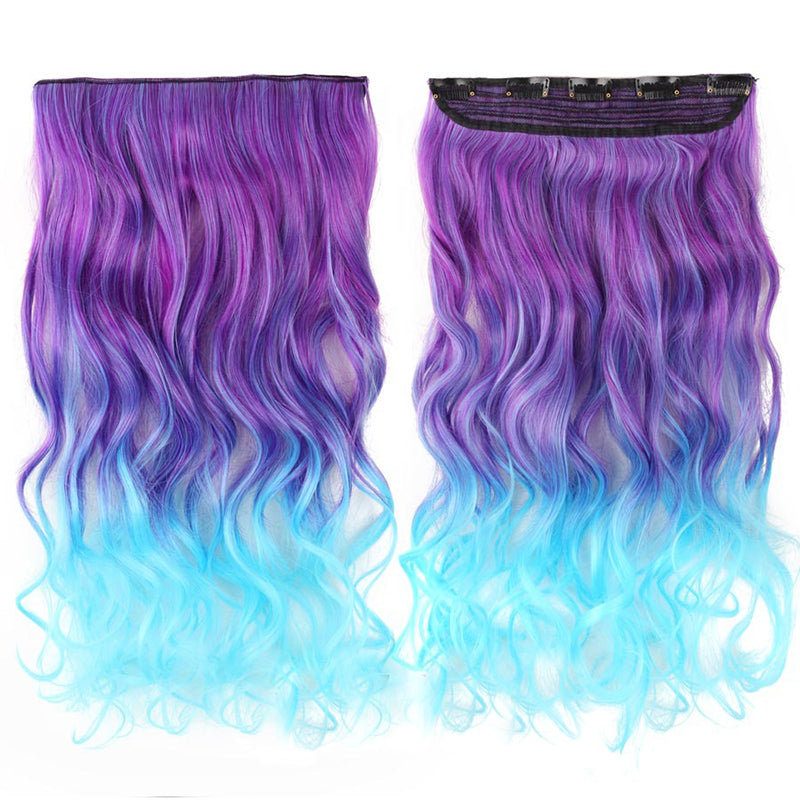 Women's Clip-In Ombre Hair Extensions 22 Inches Curly High-Temperature Fiber