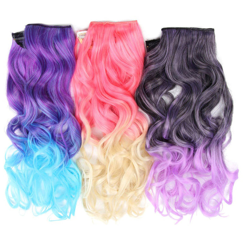 Women's Clip-In Ombre Hair Extensions 22 Inches Curly High-Temperature Fiber