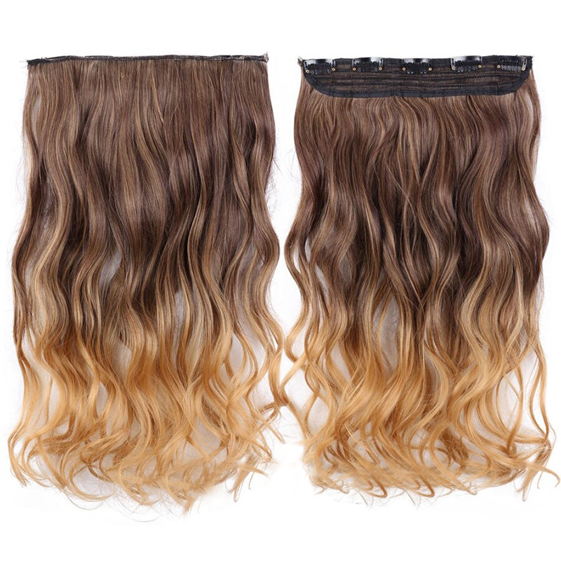 Women's Clip-In Ombre Hair Extensions 22 Inches Curly High-Temperature Fiber