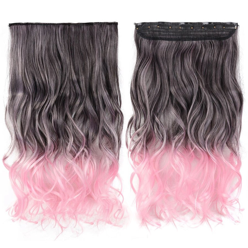Women's Clip-In Ombre Hair Extensions 22 Inches Curly High-Temperature Fiber