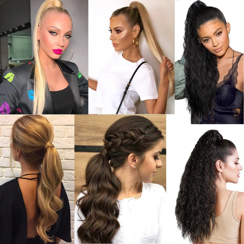 Women's Clip-In Ponytail Extension Curly High-Temperature Fiber 20in