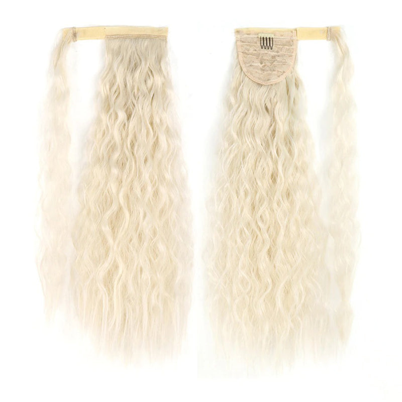Women's Clip-In Ponytail Hair Extension Brown Synthetic Long Corn Waves