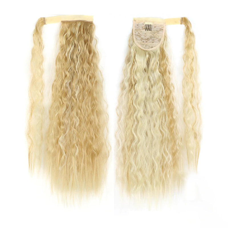 Women's Clip-In Ponytail Hair Extension Brown Synthetic Long Corn Waves