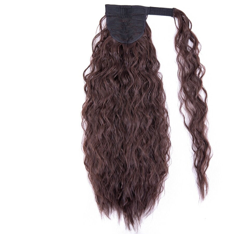 Women's Clip-In Ponytail Hair Extension Brown Synthetic Long Corn Waves