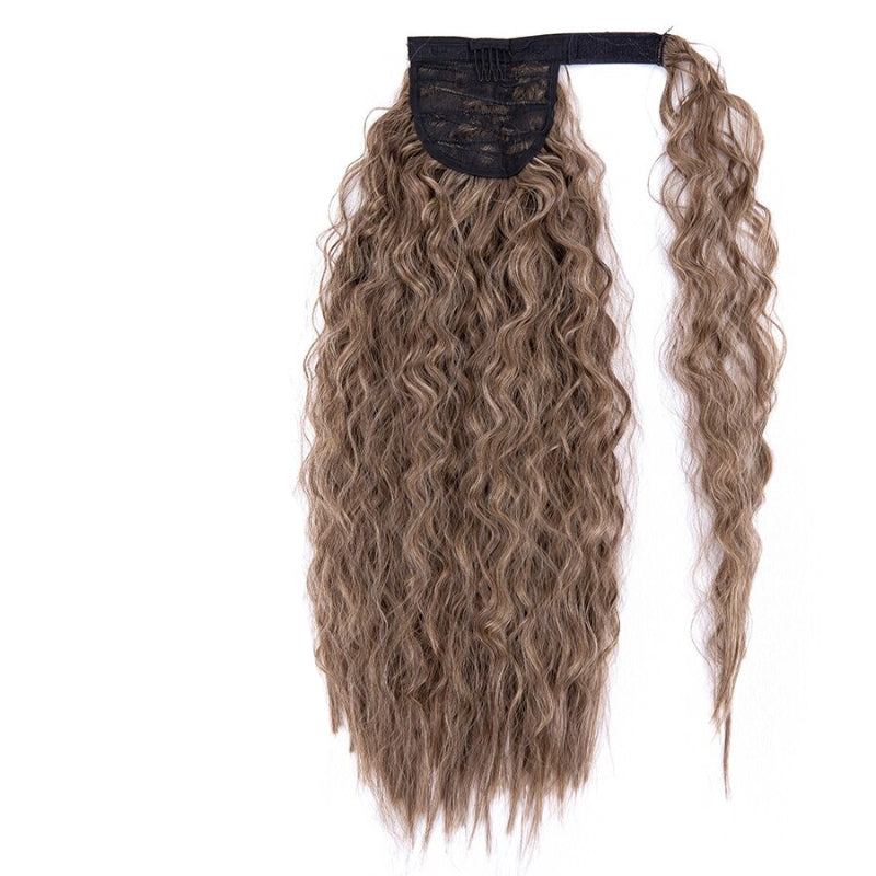Women's Clip-In Ponytail Hair Extension Brown Synthetic Long Corn Waves