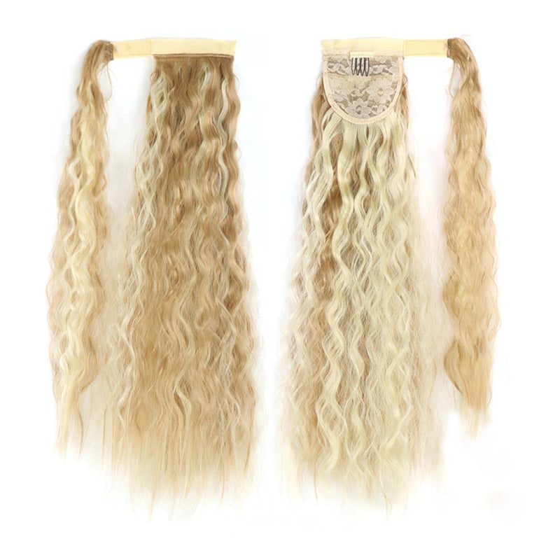 Women's Clip-In Ponytail Hair Extension Brown Synthetic Long Corn Waves