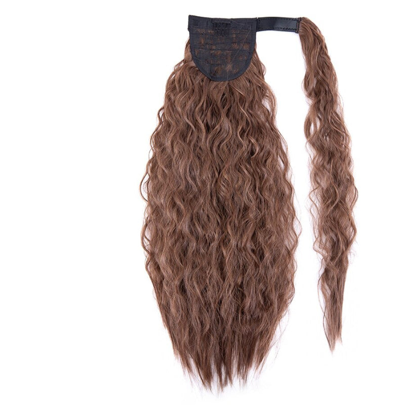 Women's Clip-In Ponytail Hair Extension Brown Synthetic Long Corn Waves