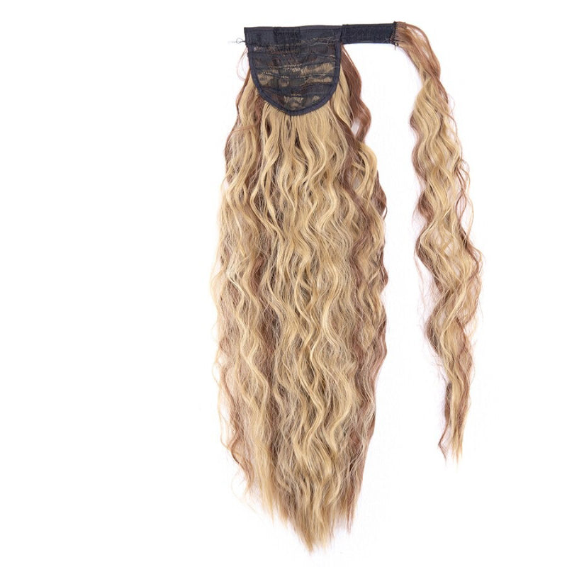 Women's Clip-In Ponytail Hair Extension Brown Synthetic Long Corn Waves