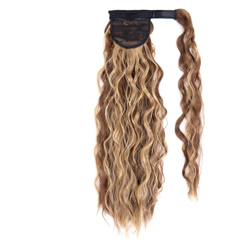 Women's Clip-In Ponytail Hair Extension Brown Synthetic Long Corn Waves