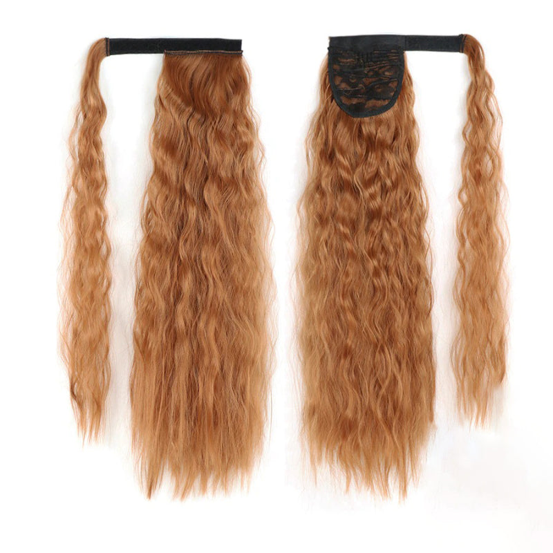 Women's Clip-In Ponytail Hair Extension Brown Synthetic Long Corn Waves