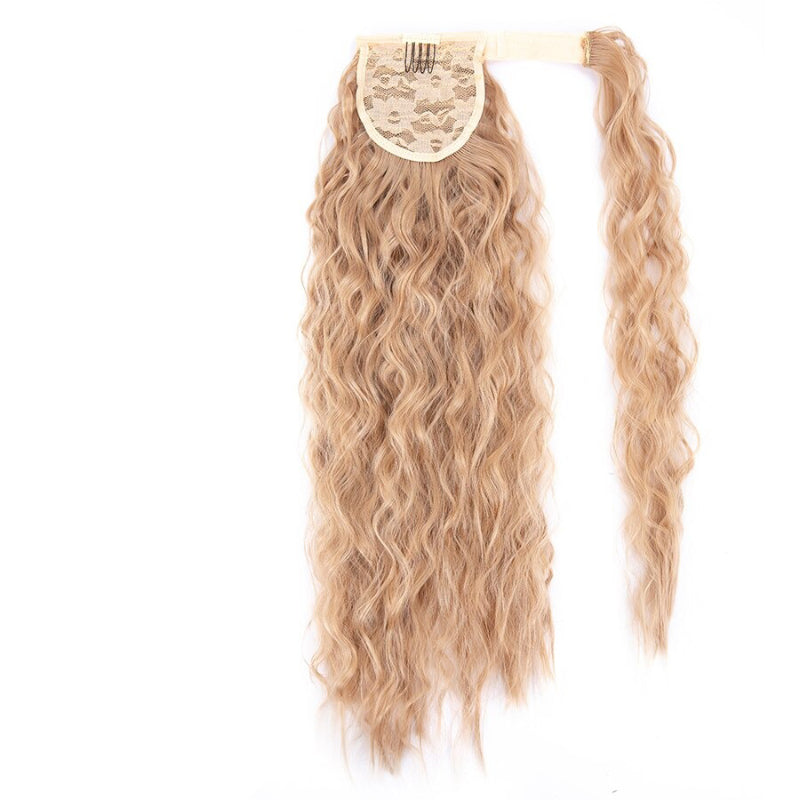 Women's Clip-In Ponytail Hair Extension Brown Synthetic Long Corn Waves