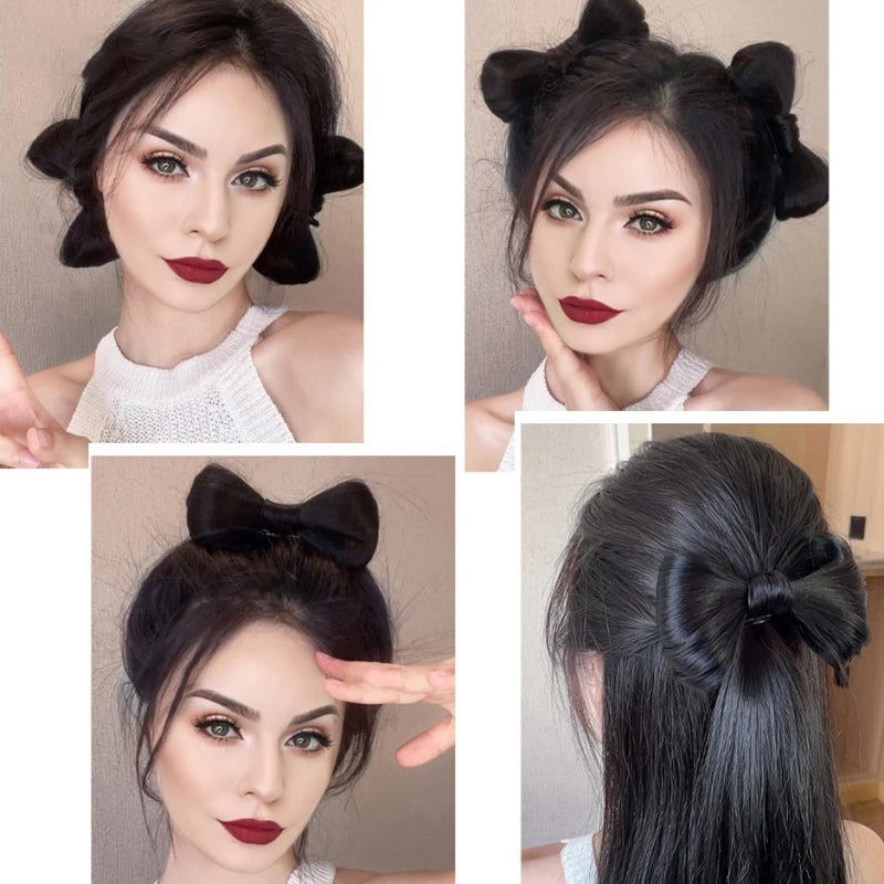 Women's Clip-in Hair Extensions Pink High-Temperature Fiber with Bow Detail