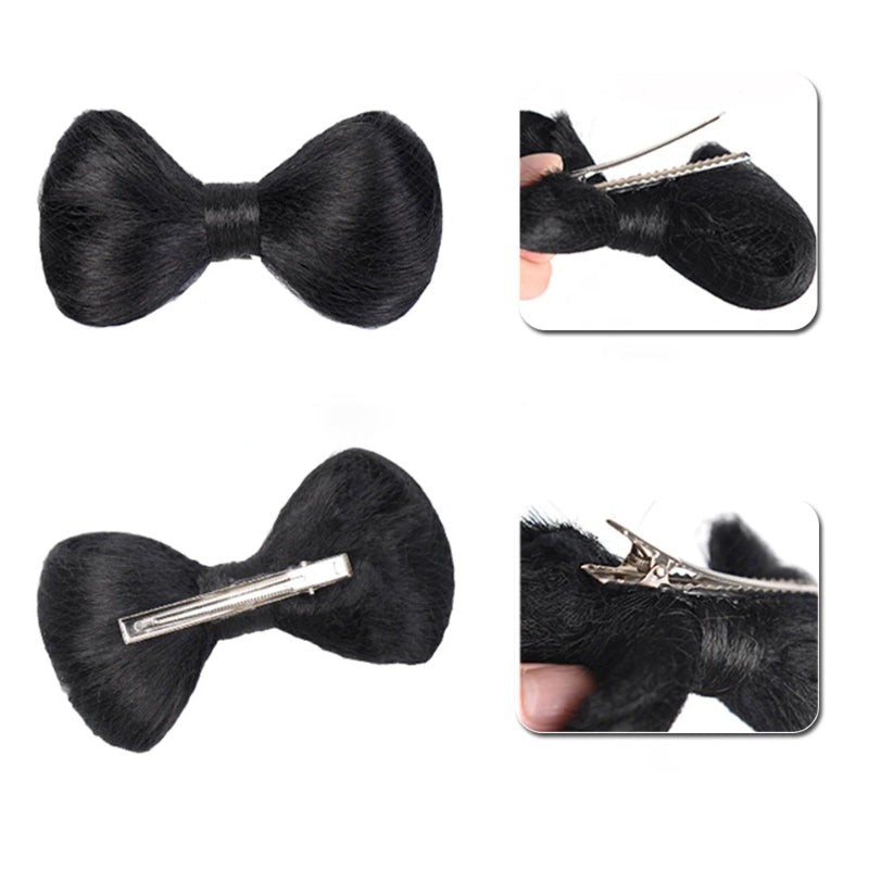 Women's Clip-in Hair Extensions Pink High-Temperature Fiber with Bow Detail