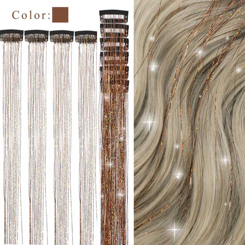 Women's Clip-on Hair Extension Glitter 24in High-Temperature Fiber