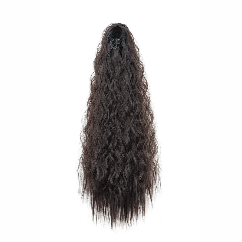 Women's Clip In Ponytail Extension 22 Inch Kinky Wave Synthetic Fiber