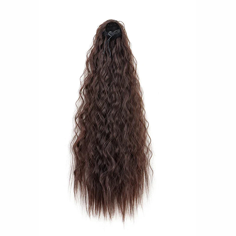 Women's Clip In Ponytail Extension 22 Inch Kinky Wave Synthetic Fiber