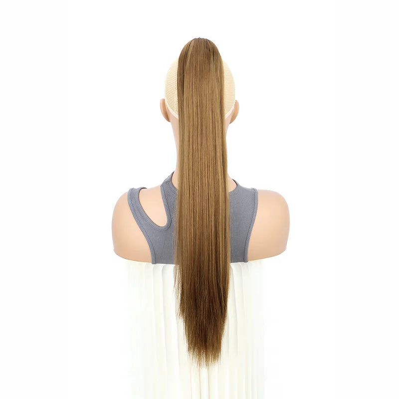 Women's Clip In Ponytail Extension 24 Inch Synthetic Heat Resistant Blonde Black